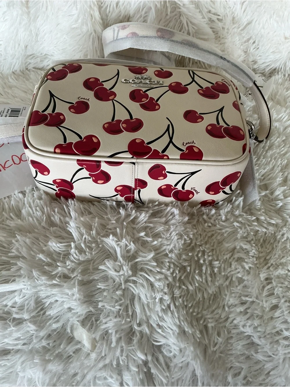 Coach Cherry Print Camera Crossbody Bag in White